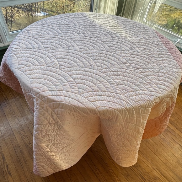 Vintage 1970s quilted comforter, orange yellow green flowers, handmade, twin - Picture 3 of 8